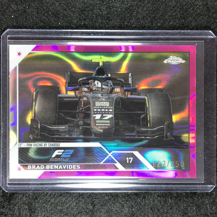 2023 Topps Chrome Formula 1 Brad Benavides Base Fuchsia Lava 122/250 #141