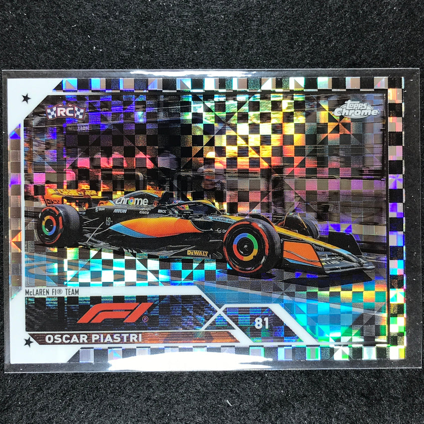 2023 Topps Chrome Formula 1 Oscar Piastri Rookie Base Checker Flag #42