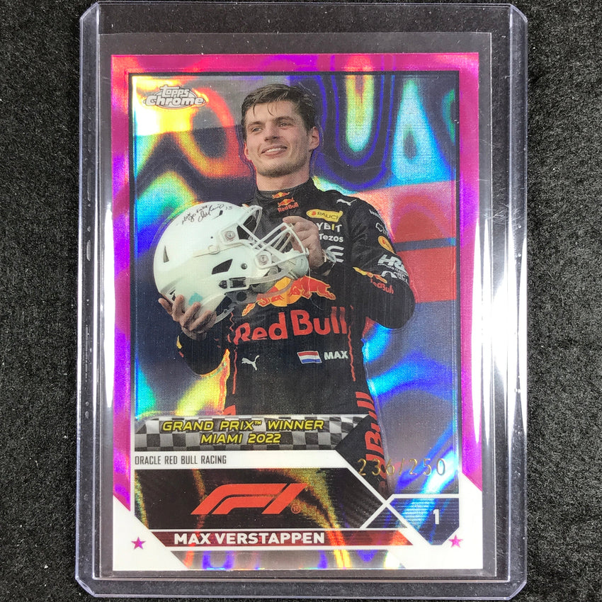 2023 Topps Chrome Formula 1 Max Verstappen Base Fuchsia Lava 236/250 #148