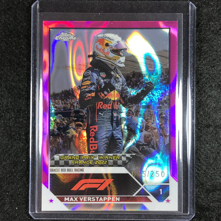 2023 Topps Chrome Formula 1 Max Verstappen Base Fuchsia Lava 45/250 No 155