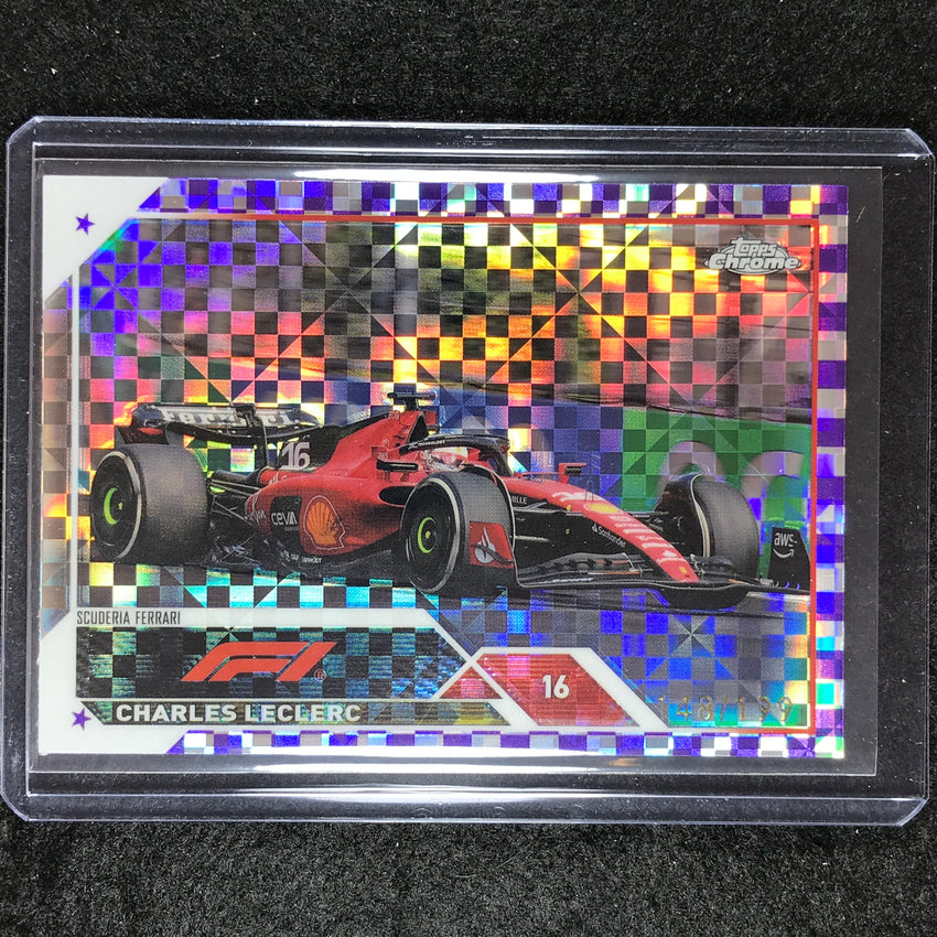2023 Topps Chrome Formula 1 Charles Leclerc Purple Checker Flag 148/199 No 8