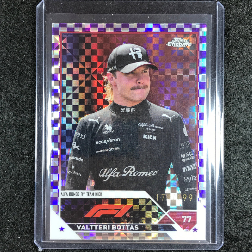 2023 Topps Chrome Formula 1 Valtteri Bottas Purple Checker Flag 179/199 #38