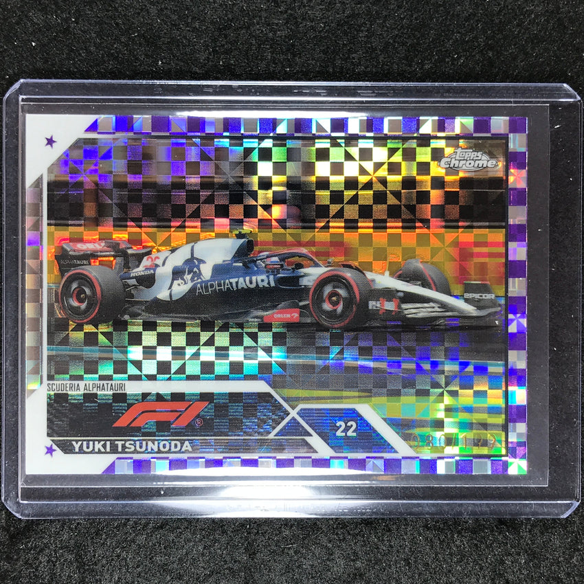 2023 Topps Chrome Formula 1 Yuki Tsunoda Purple Checker Flag 80/199 #57