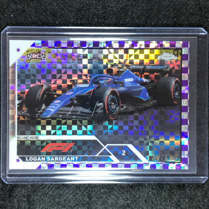 2023 Topps Chrome Formula 1 Logan Sargeant Rookie Purple Checker 179/199 #66