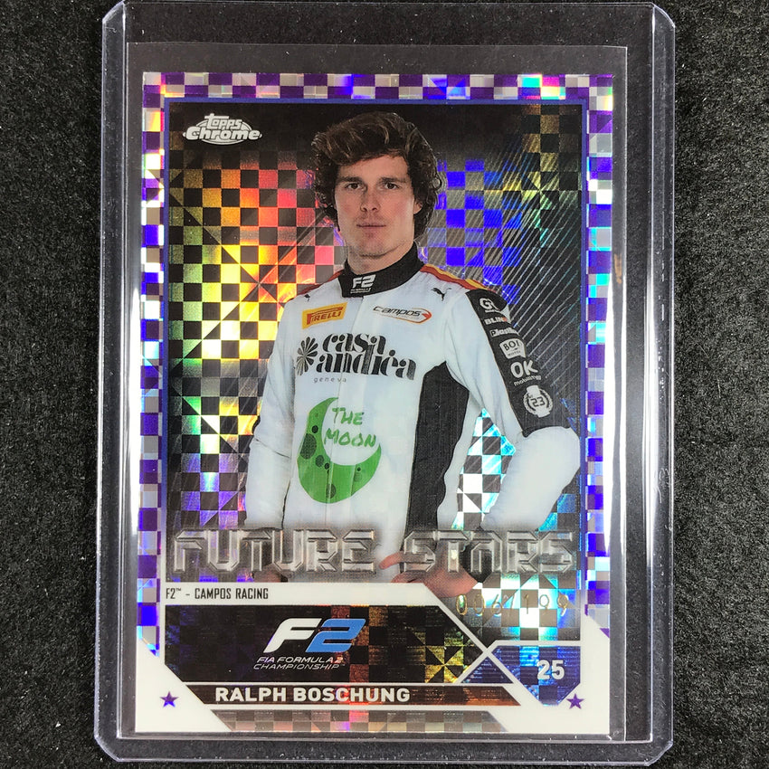 2023 Topps Chrome Formula 1 Ralph Boschung Future Stars Purple Checker 6/199