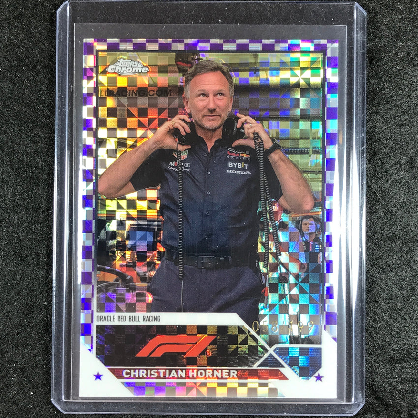 2023 Topps Chrome Formula 1 Christian Horner Purple Checker Flag 58/199 #93