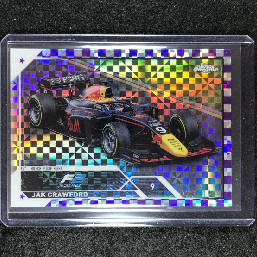 2023 Topps Chrome Formula 1 Jak Crawford Purple Checker Flag 23/199 #128