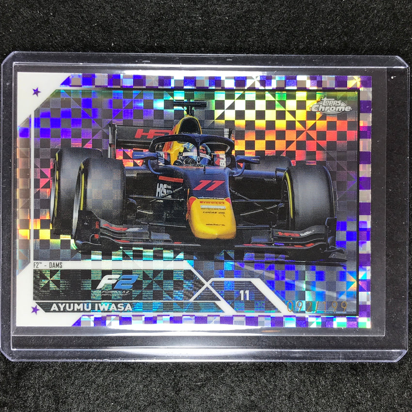 2023 Topps Chrome Formula 1 Ayumu Iwasa Purple Checker Flag 92/199 #136