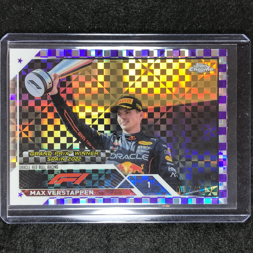 2023 Topps Chrome Formula 1 Max Verstappen Purple Checker Flag 17/199 #149