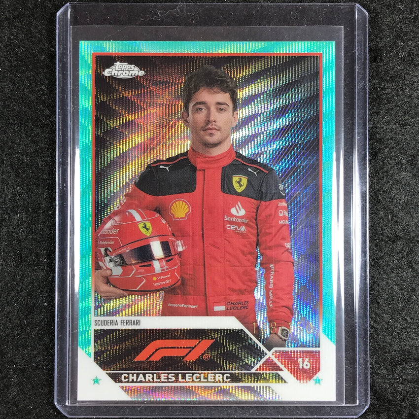 2023 Topps Chrome Formula 1 Charles Leclerc Base Aqua Wave 148/150 No 5
