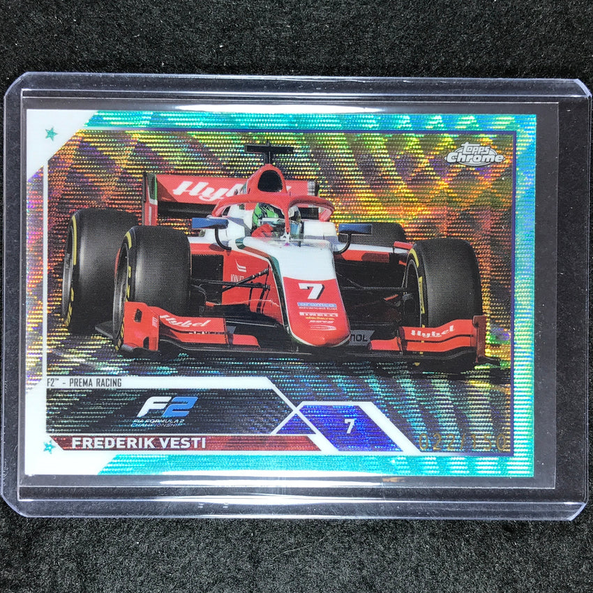 2023 Topps Chrome Formula 1 Frederik Vesti Base Aqua Wave 22/150 #122