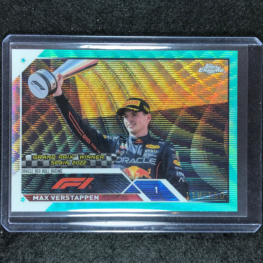 2023 Topps Chrome Formula 1 Max Verstappen Base Aqua Wave 119/150 #149