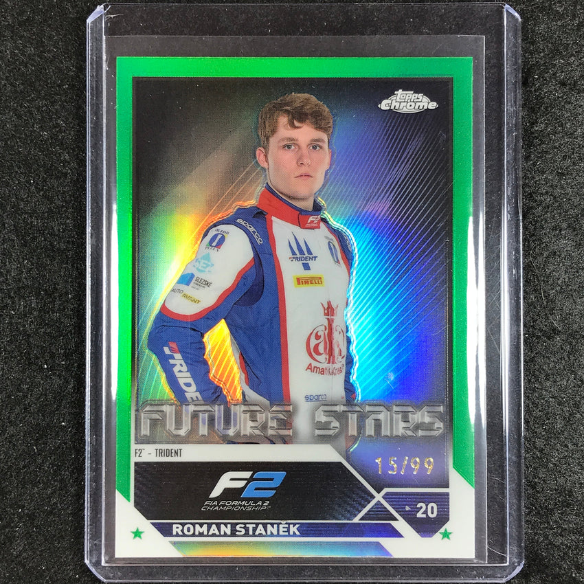 2023 Topps Chrome Formula 1 Roman Stanek Base Future Stars Green 15/99 #86