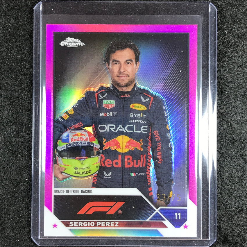 2023 Topps Chrome Formula 1 Sergio Perez Base Pink 33/75 No 9