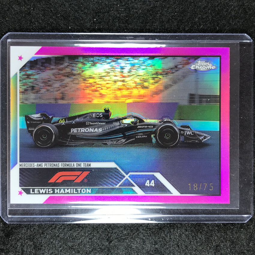 2023 Topps Chrome Formula 1 Lewis Hamilton Base Pink 18/75 #24