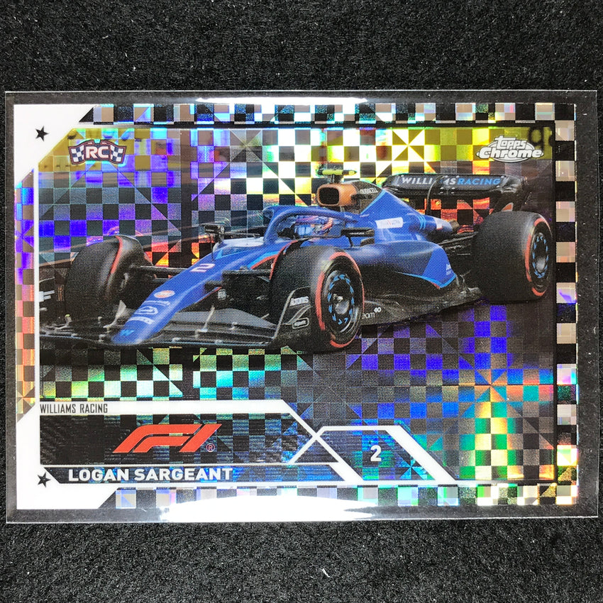 2023 Topps Chrome Formula 1 Logan Sargeant Rookie Base Checker Flag #66