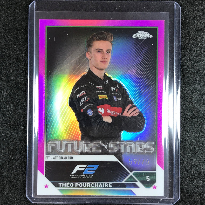 2023 Topps Chrome Formula 1 Theo Pourchaire Base Future Stars Pink 59/75 #78