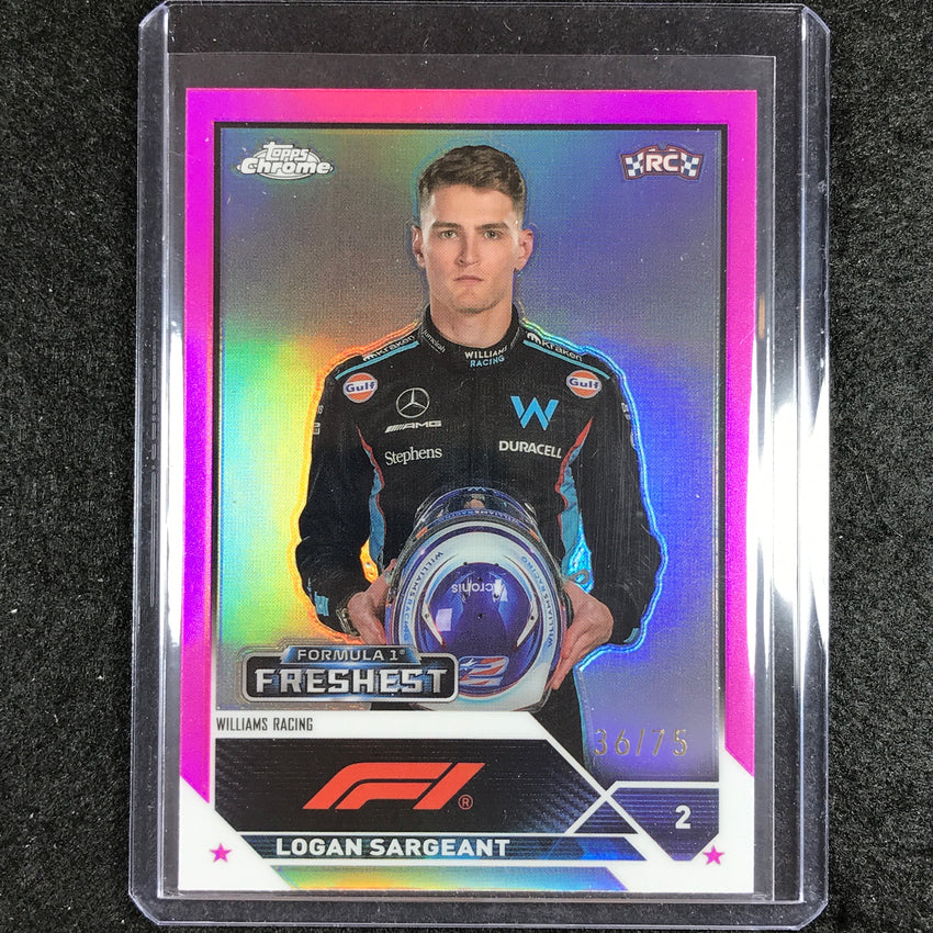 2023 Topps Chrome Formula 1 Logan Sargeant Rookie Base Pink 36/75 #194