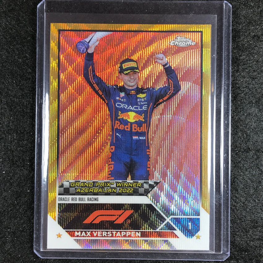 2023 Topps Chrome Formula 1 Max Verstappen Base Gold Wave 6/50
