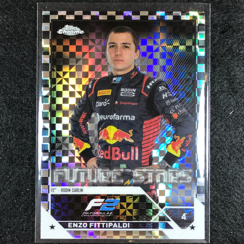 2023 Topps Chrome Formula 1 Enzo Fittipaldi Base Future Stars Checker Flag #75