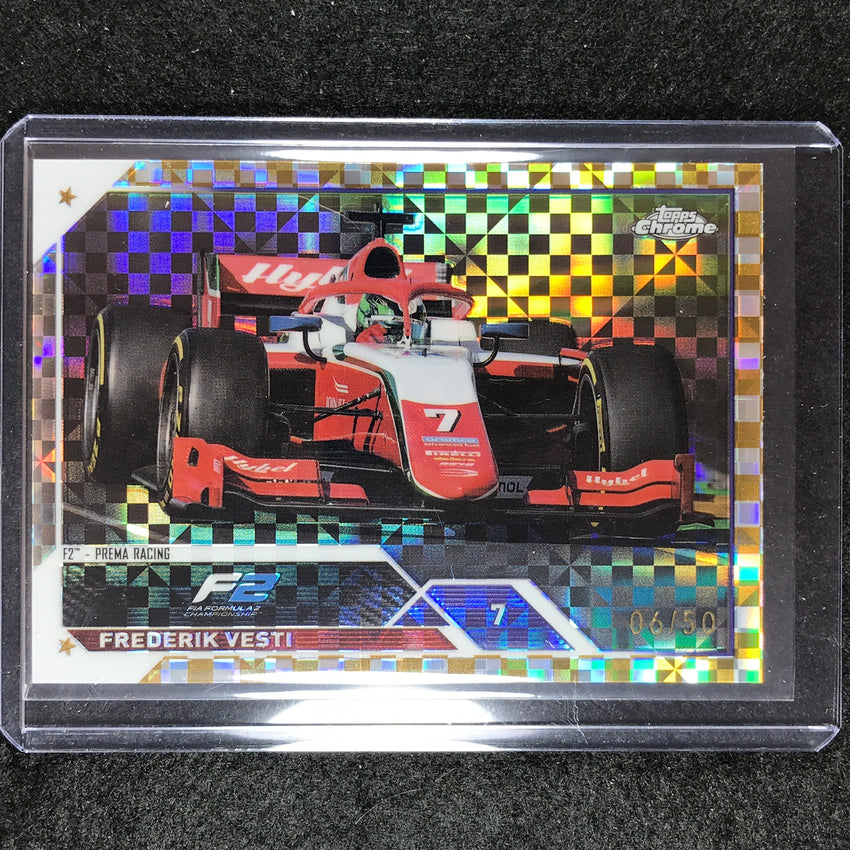 2023 Topps Chrome Formula 1 Frederik Vesti Base Gold Checker Flag 6/50