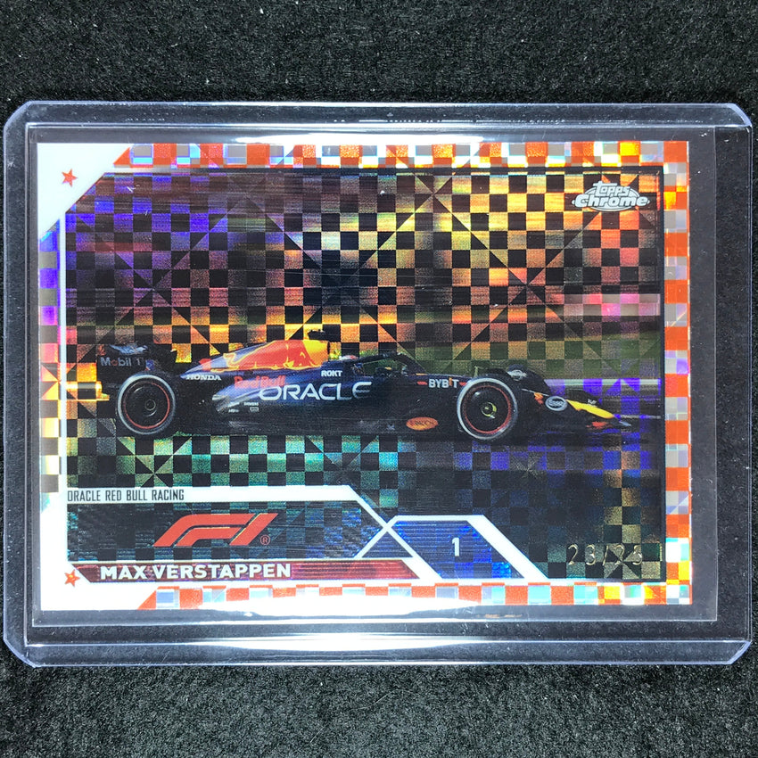 2023 Topps Chrome Formula 1 Max Verstappen Base Orange Checker Flag 23/25
