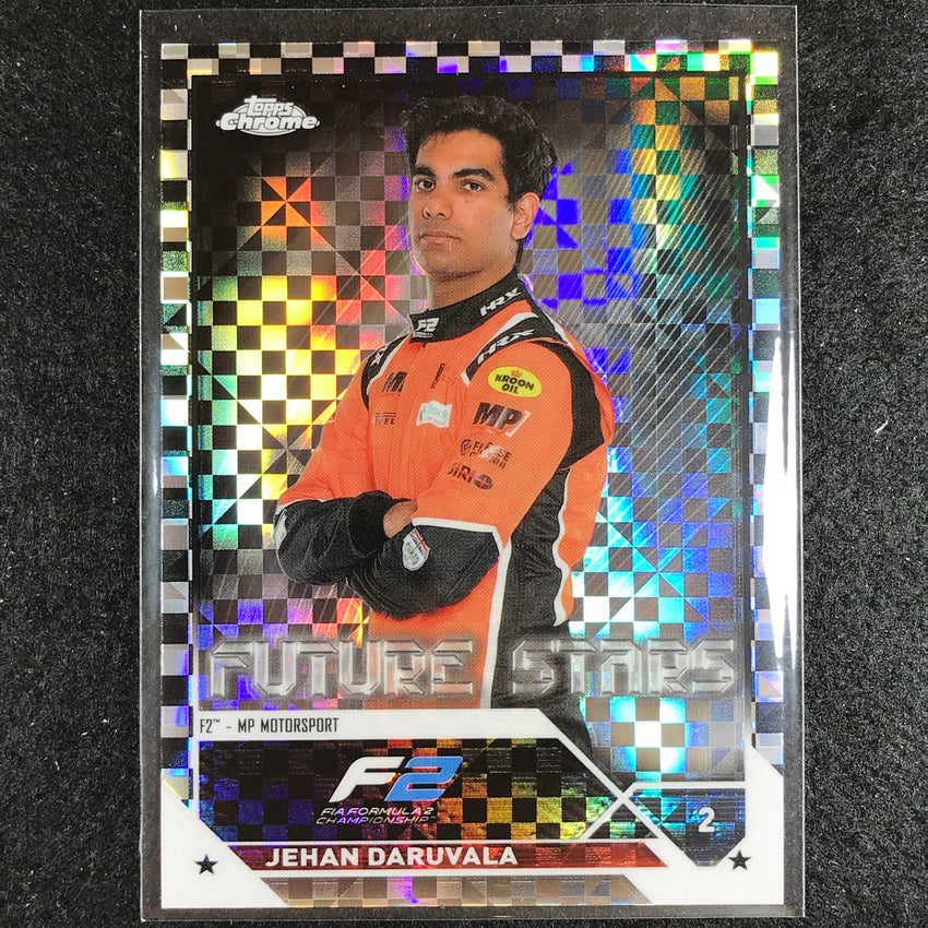 2023 Topps Chrome Formula 1 Jehan Daruvala Base Future Stars Checker Flag #81