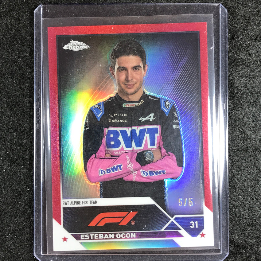 2023 Topps Chrome Formula 1 Esteban Ocon Base Red 5/5