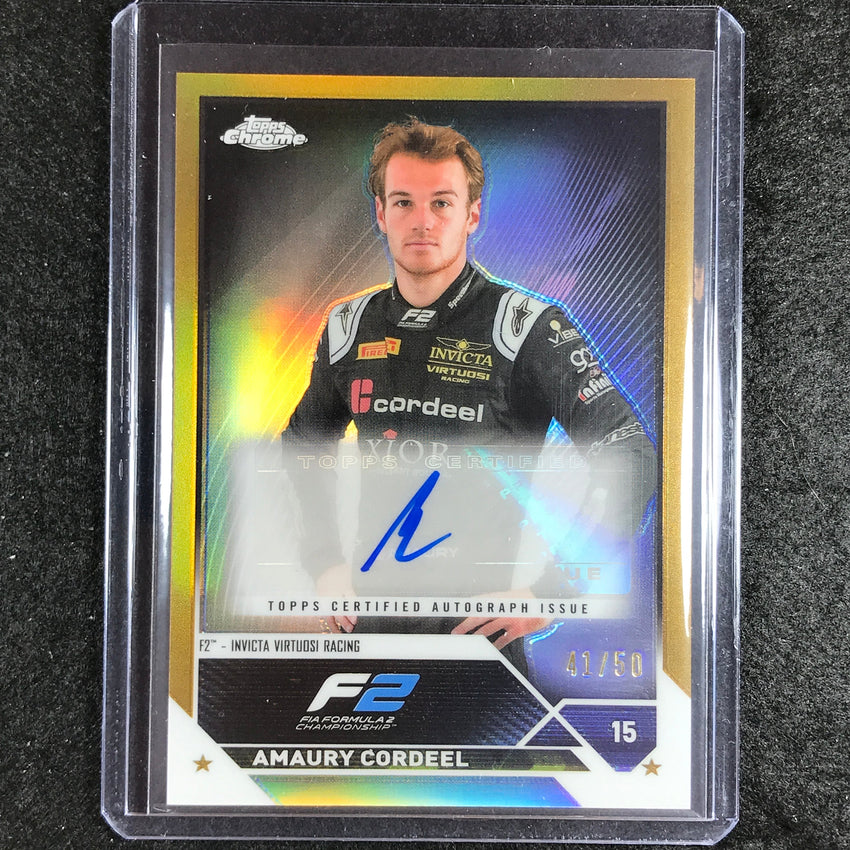 2023 Topps Chrome Formula 1 Amaury Cordeel Chrome Auto Gold 41/50
