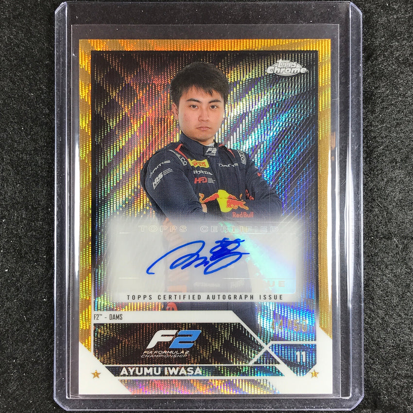 2023 Topps Chrome Formula 1 Ayumu Iwasa Chrome Auto Gold Wave 44/50