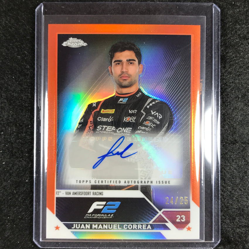 2023 Topps Chrome Formula 1 Juan Manuel Correa Chrome Auto Orange 24/25
