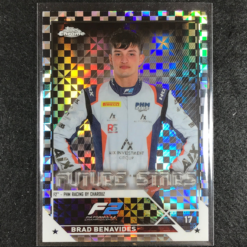 2023 Topps Chrome Formula 1 Brad Benavides Base Future Stars Checker Flag #89