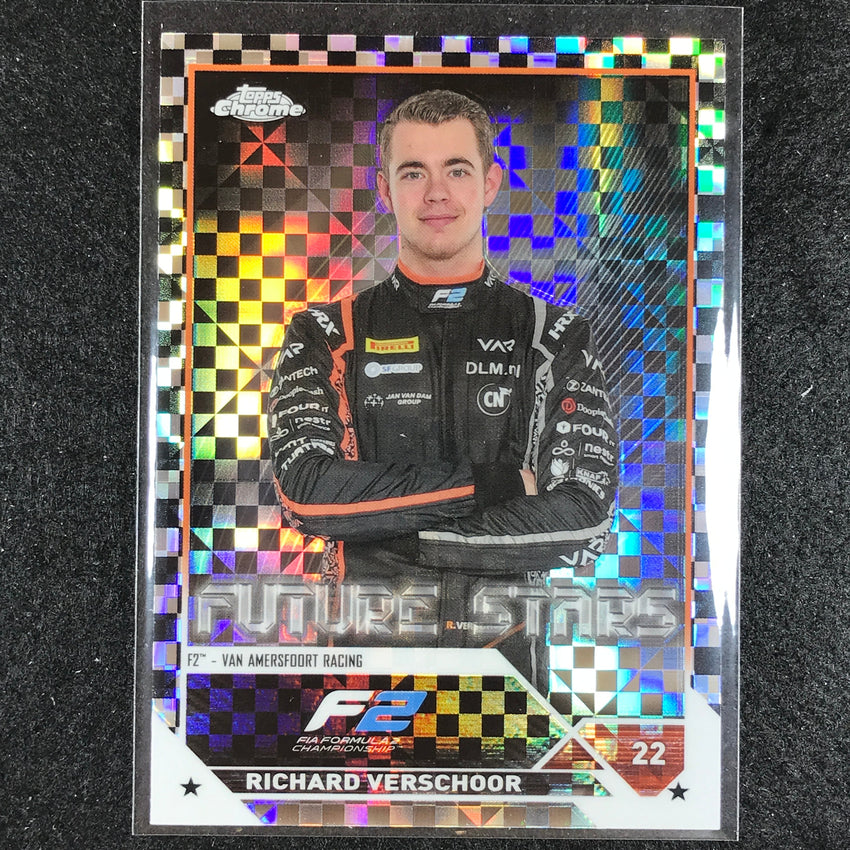 2023 Topps Chrome Formula 1 Richard Verschoor Base Future Stars Checker Flag #90
