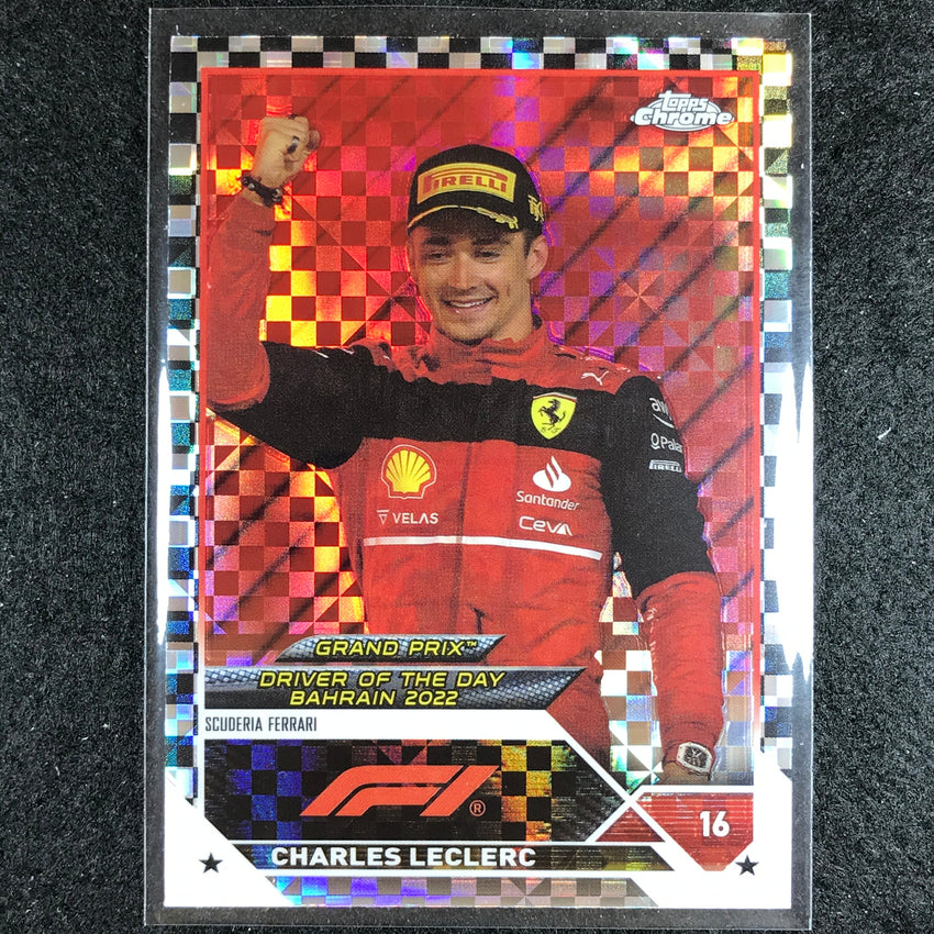 2023 Topps Chrome Formula 1 Charles Leclerc Base Checker Flag #166