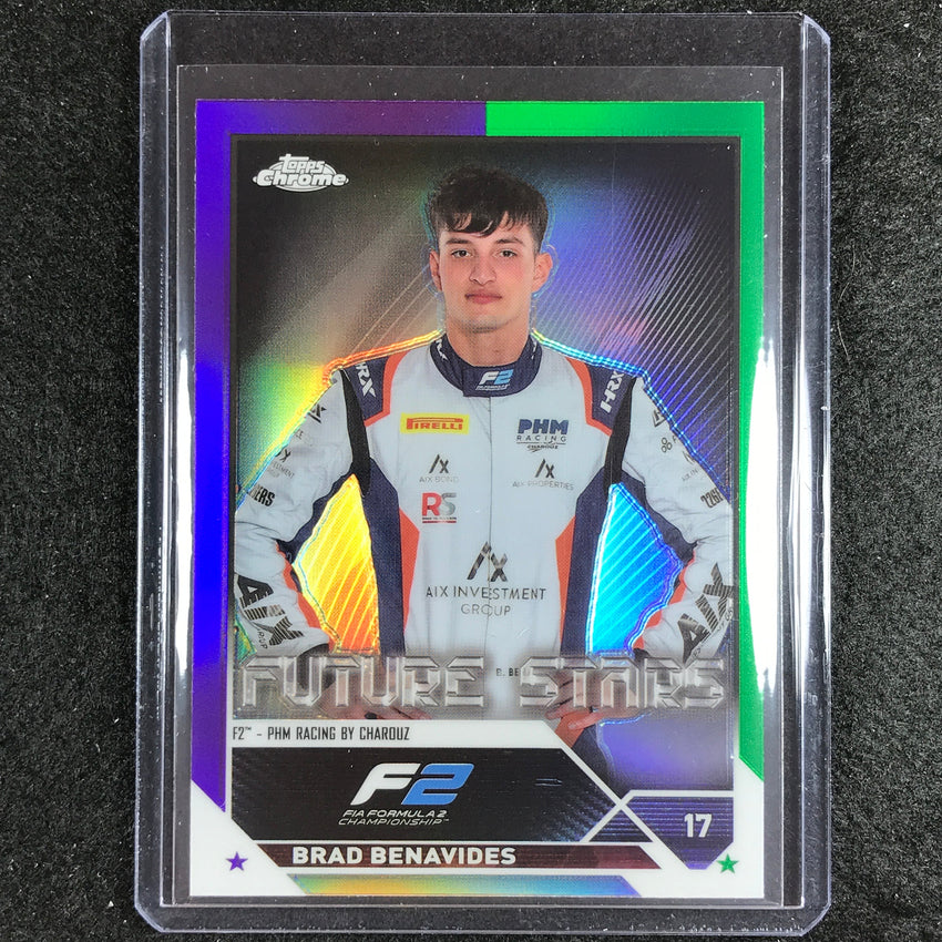 2023 Topps Chrome Formula 1 Brad Benavides Base Future Stars Purple Green #89