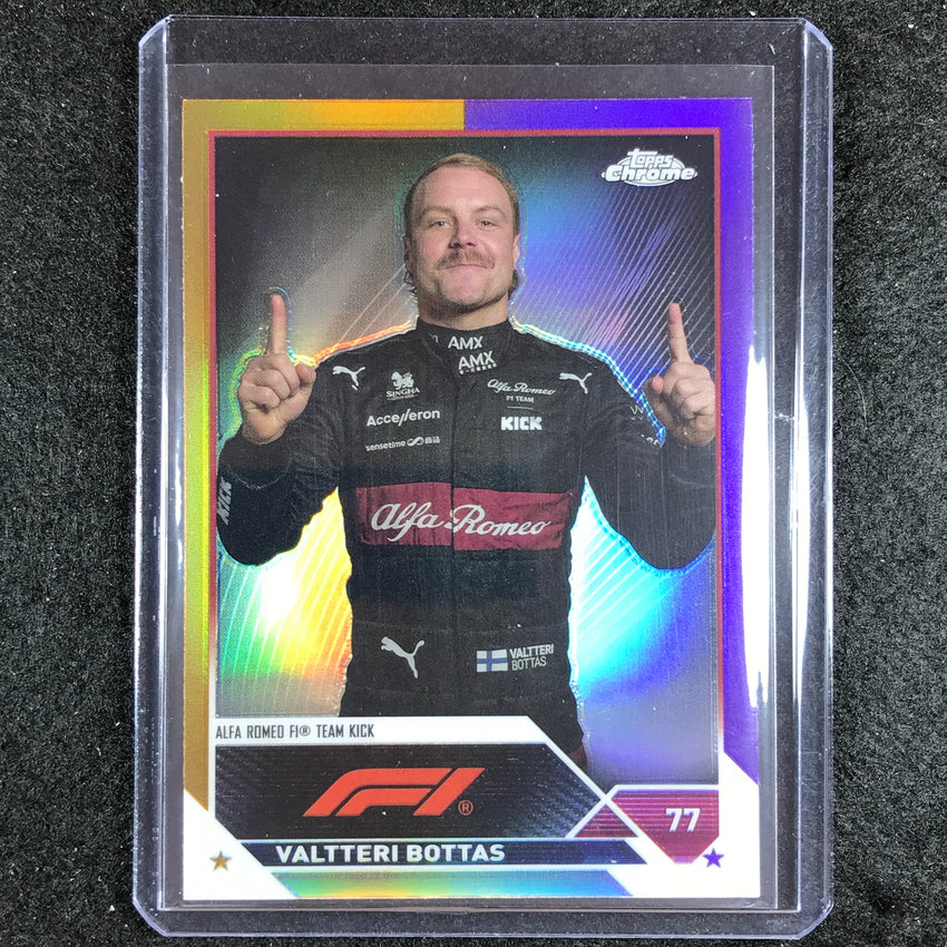 2023 Topps Chrome Formula 1 Valtteri Bottas Base Gold Purple No 36