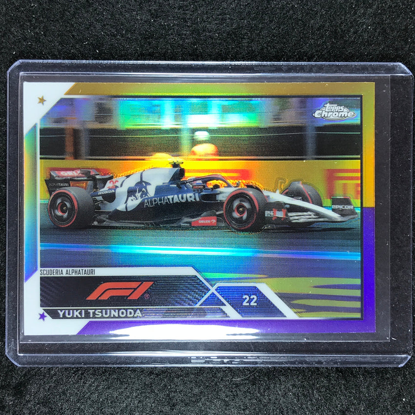 2023 Topps Chrome Formula 1 Yuki Tsunoda Base Gold Purple #57