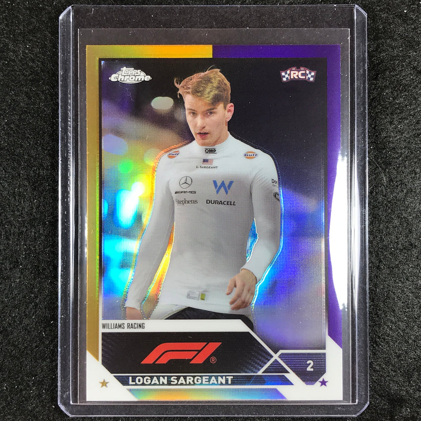 2023 Topps Chrome Formula 1 Logan Sargeant Rookie Base Gold Purple #65