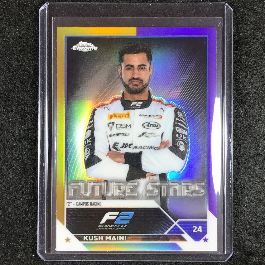 2023 Topps Chrome Formula 1 Kush Maini Base Future Stars Gold Purple #82