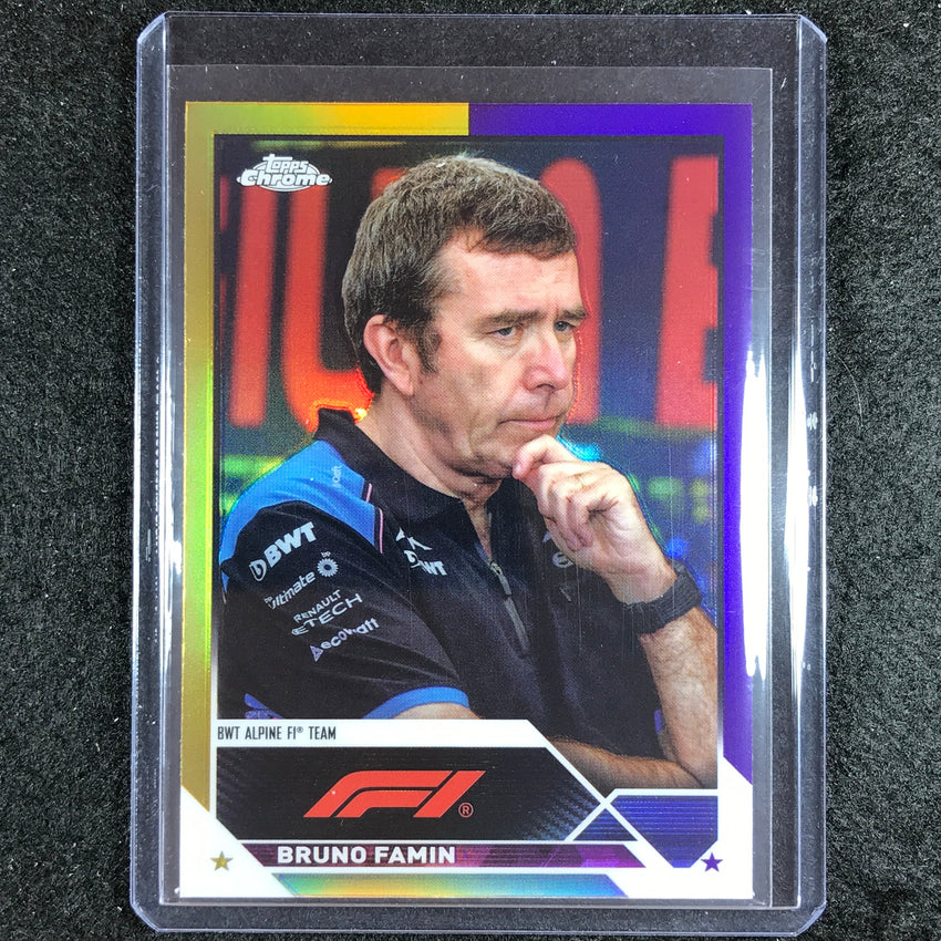2023 Topps Chrome Formula 1 Bruno Famin Base Gold Purple No 95
