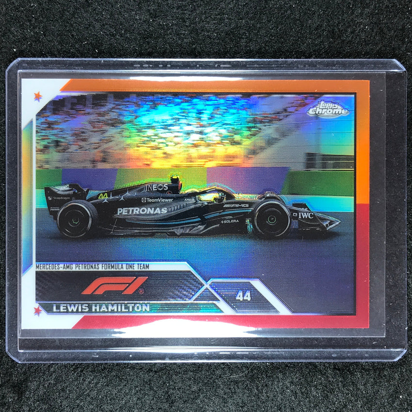 2023 Topps Chrome Formula 1 Lewis Hamilton Base Orange Red No 24