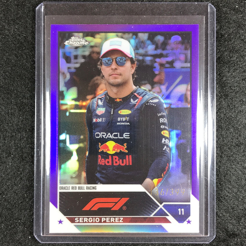 2023 Topps Chrome Formula 1 Sergio Perez Base Purple 136/399 No 11