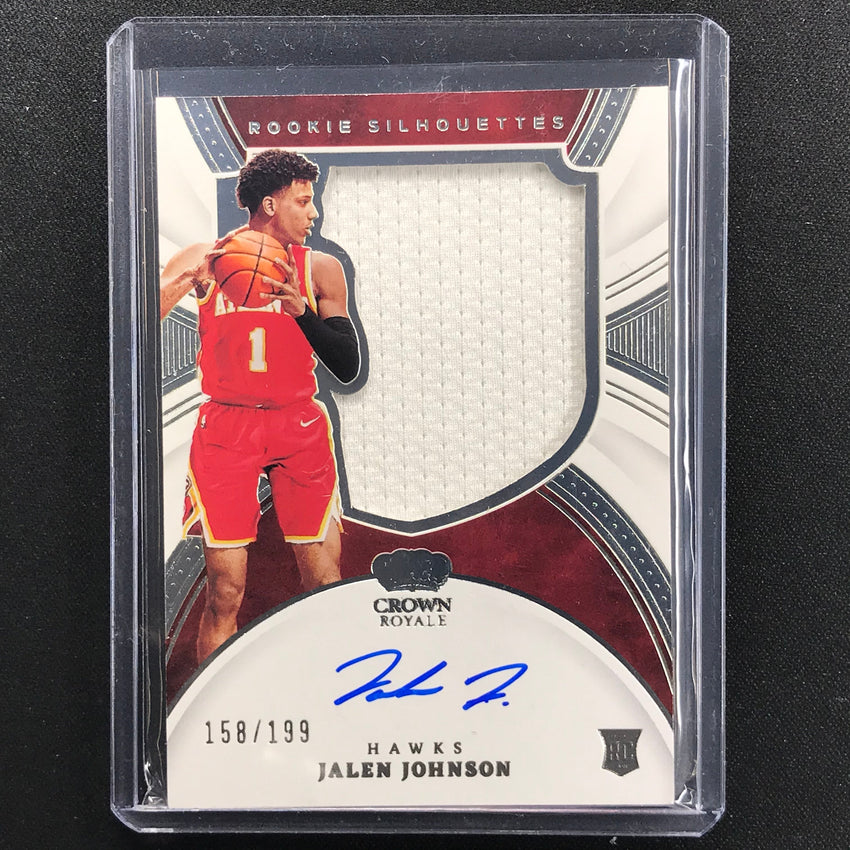 2021-22 Crown Royale Jalen Johnson Rookie Silhouettes Jersey Auto 158/199