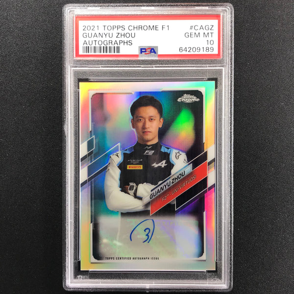 2021 Topps Chrome Guanyu Zhou F2 Racers Auto Refractor 47/400 Psa 