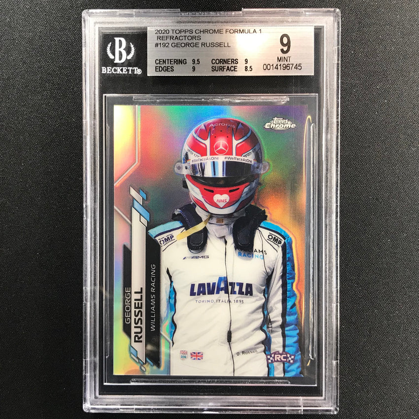 2020 Topps Chrome George Russell F1 Racers Rookie Refractor No 192 BGS 9 745
