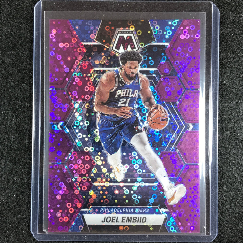 2022-23 Mosaic Joel Embiid Fast Break Purple Disco 49/50 No 141