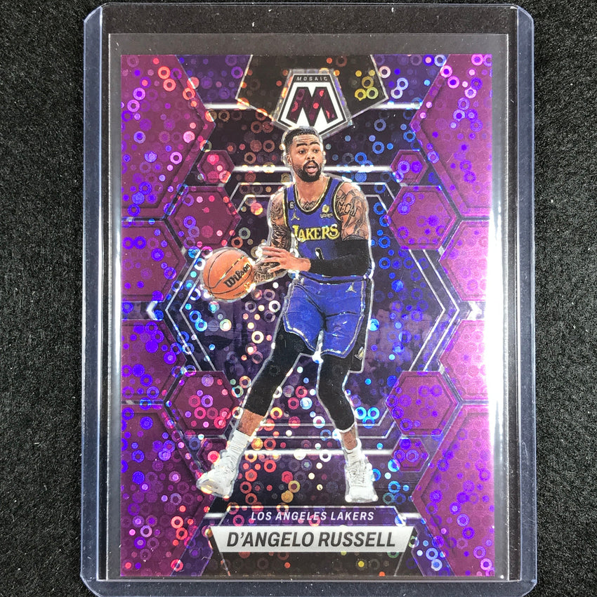 2022-23 Mosaic Dangelo Russell Fast Break Purple Disco 6/50 No 190