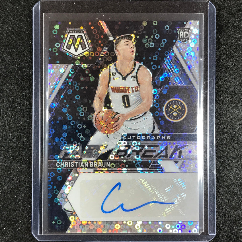 2022-23 Mosaic Christian Braun Fast Break Rookie Auto Silver Disco No Cbr