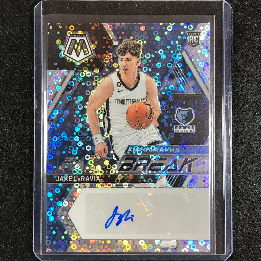 2022-23 Mosaic Jake Laravia Fast Break Rookie Auto Silver Disco No Jlr