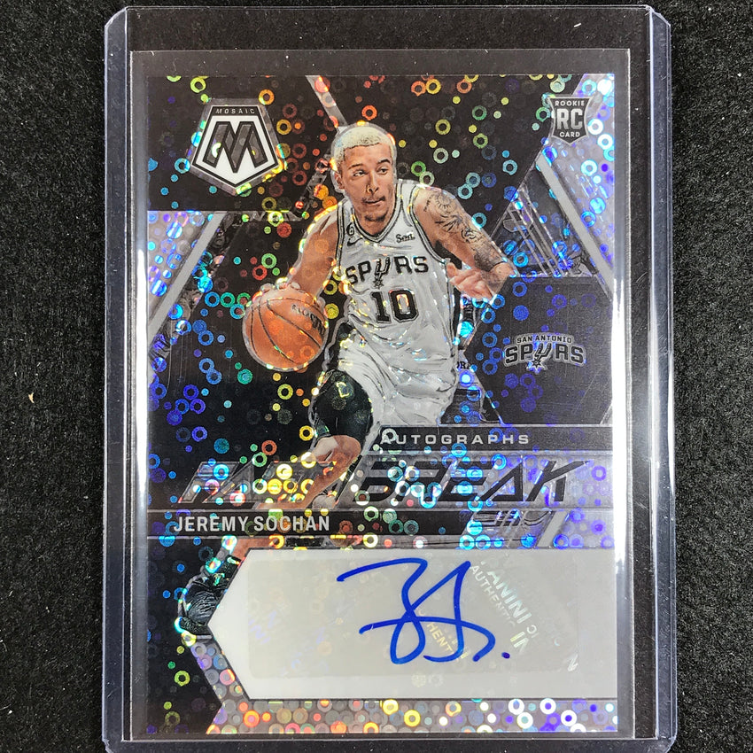 2022-23 Mosaic Jeremy Sochan Fast Break Rookie Auto Silver Disco No Soc